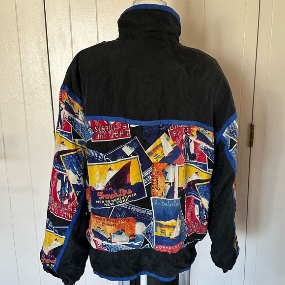 East west Silk Vintage 80s 90s Windbreaker Shell Apres Ski Snowboard Coat Jacket - Picture 7 of 13